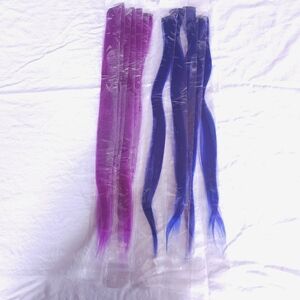 Vibrant Hair Extensions in Purple and Blue